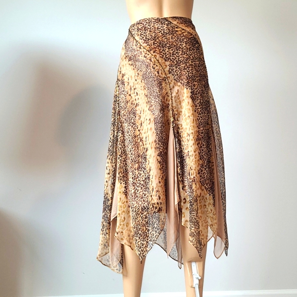 LAUNDRY by Shelli Segal 100% Silk Beaded Embellished Asymmetrical Skirt - Picture 2 of 8